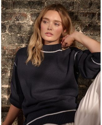 Cotton Oversized Mock Neck Sweater