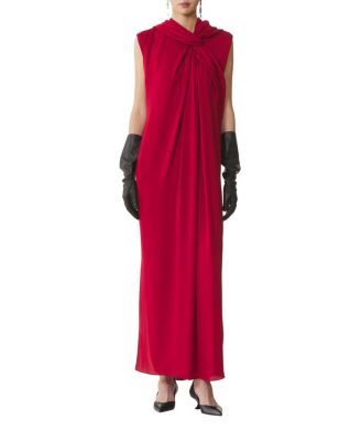  Long Knotted Satin Dress