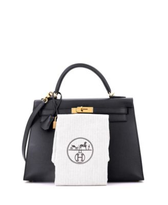 Kelly 32 Handbag Black Epsom with Gold Hardware