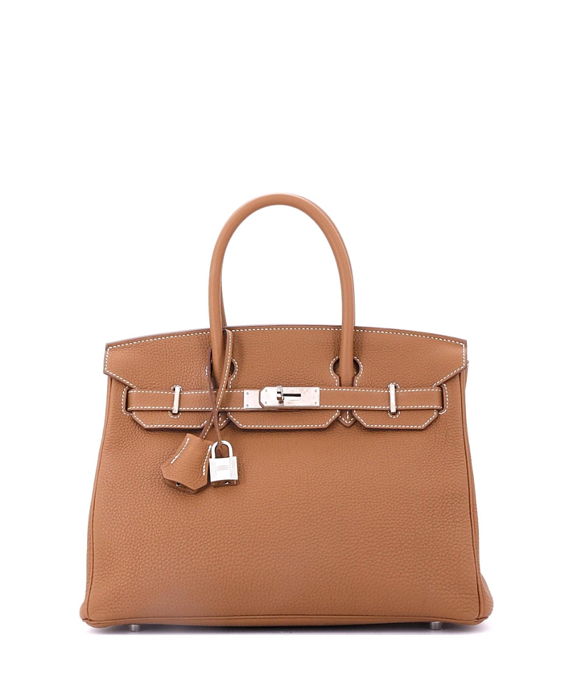 PRE-OWNED HERMES Pre-owned Hermes Birkin 30 Handbag Brown Togo With Palladium Hardware In Gold