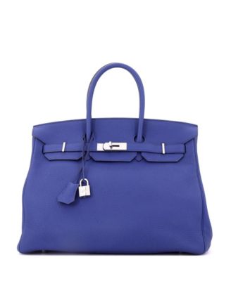 Birkin 35 Handbag Blue Togo with Palladium Hardware