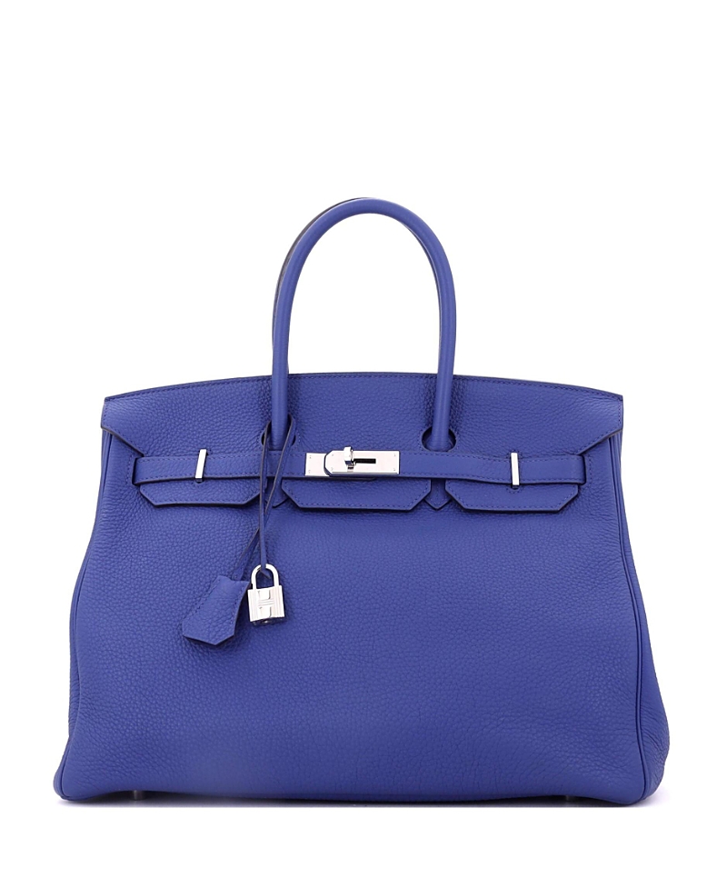 PRE-OWNED HERMES Pre-owned Hermes Birkin 35 Handbag Blue Togo With Palladium Hardware