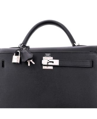 Kelly 32 Handbag Black Epsom with Palladium Hardware