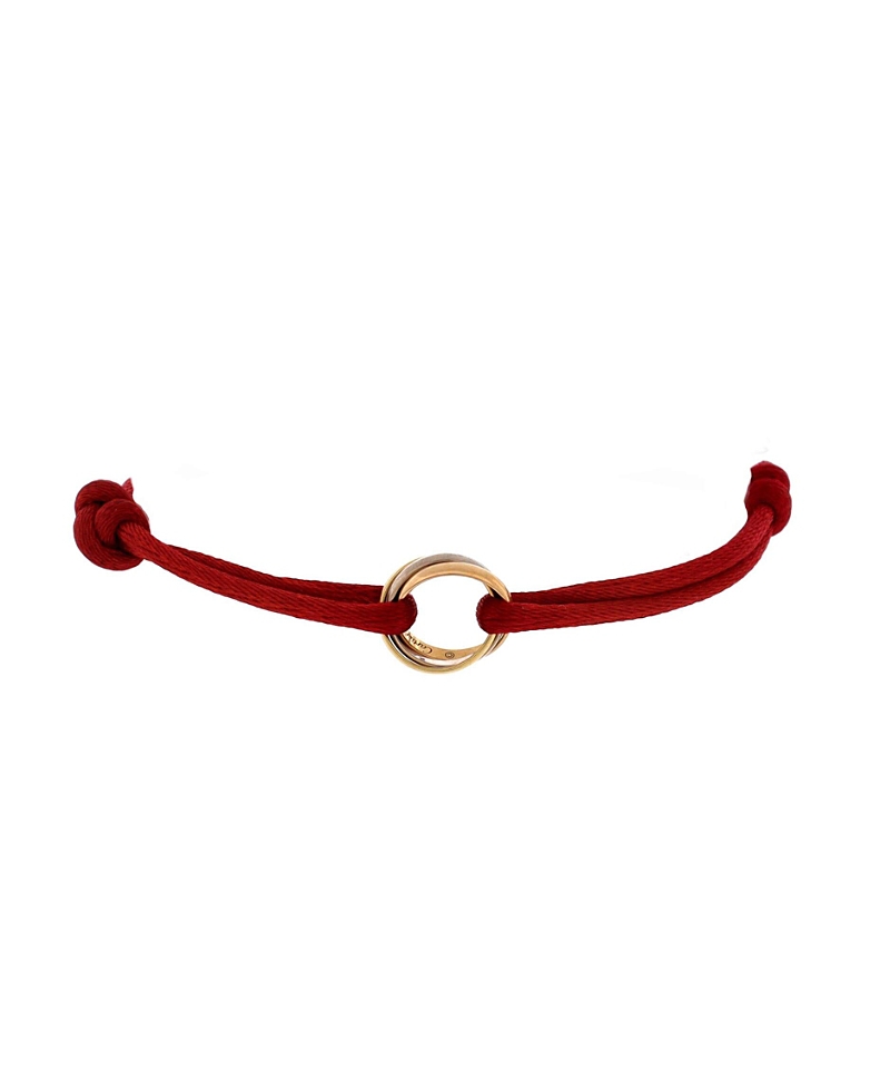 Pre-owned Pre-owned Cartier  Cartier Trinity On Cord Bracelet Silk Cord With 18k Tricolor Gold