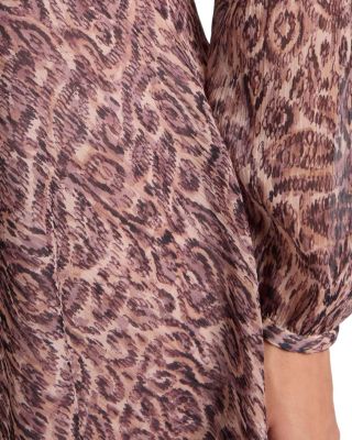 Rovela Long Sleeve Fit and Flare Dress in Paisley Printed Georgette