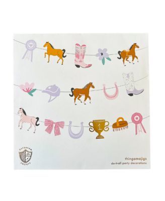  Pony Tales Cowgirl Birthday Garland, Set of 16 Pieces and Hanging Twine - Ages 5-7