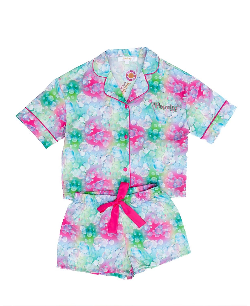 Sunshine Society Girls' Popular Silky Short Sleeve Shorts Set - Little Kid, Big Kid In Multi