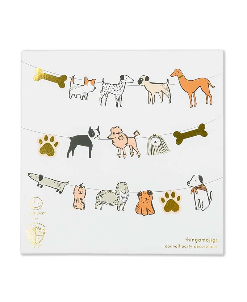 Jollity & Co. Bow Wow Puppy Dog Birthday Garland, Set of 16 Pieces and Hanging Twine - Ages 8 - 10 Years