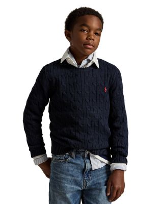 Boys' Cable-Knit Cotton Sweater - Big Kid