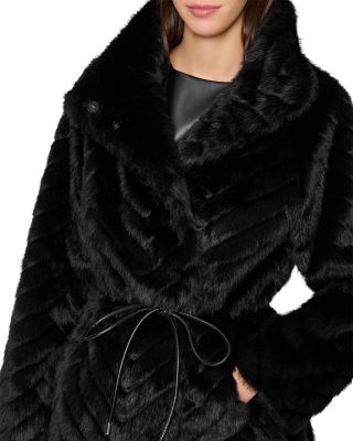 Dayna Chevron Faux Fur Coat