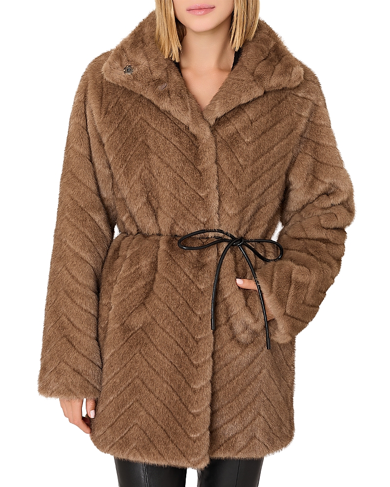 Milly Dayna Chevron Faux Fur Coat