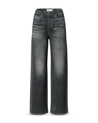 Miramar Fleece Pull On Wide Leg Sweatpant Jeans in Washed Black