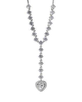 Le Bisou Cubic Zirconia Heart Halo Lariat Necklace, 16-18"