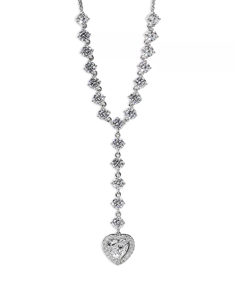 Nadri Le Bisou Cubic Zirconia Heart Halo Lariat Necklace, 16