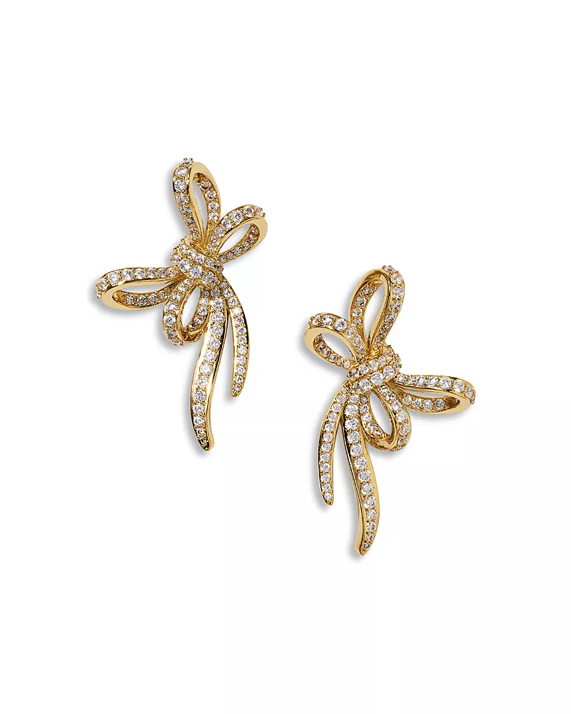 Nadri Le Bisou Pave Bow Stud Earrings
