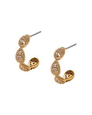 Nadri Crushed Pave C Hoop Earrings In Gold