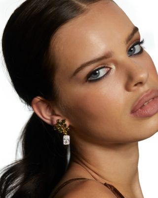 Bonne Annee Cubic Zirconia Cluster Drop Earrings