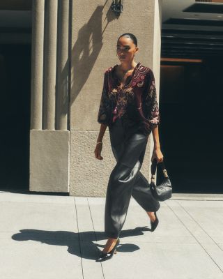 Embroidered Velvet Top