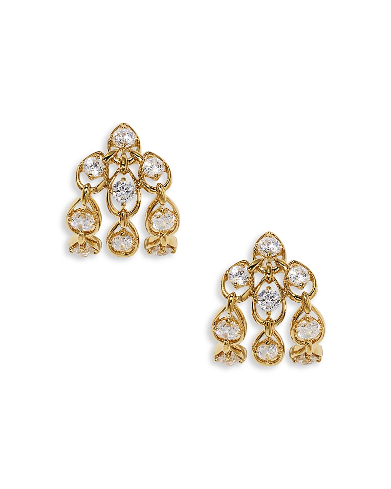 Nadri It Girl Cubic Zirconia Triple Row J Hoop Earrings In Gold