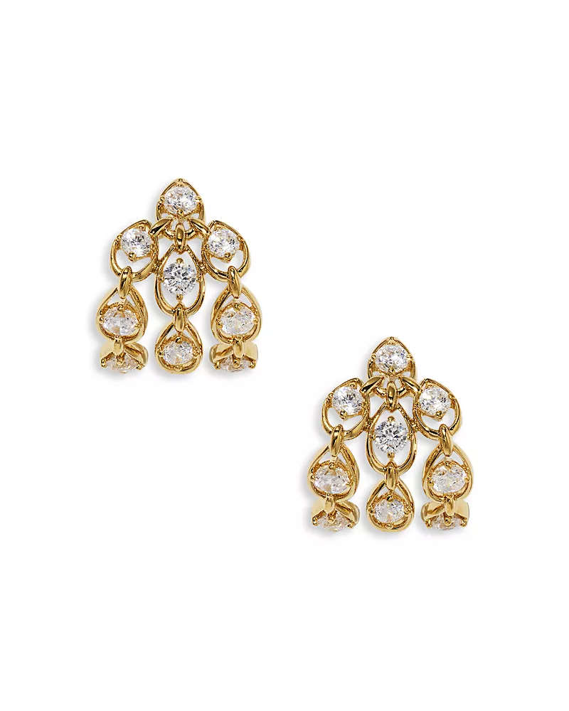 Nadri It Girl Cubic Zirconia Triple Row J Hoop Earrings