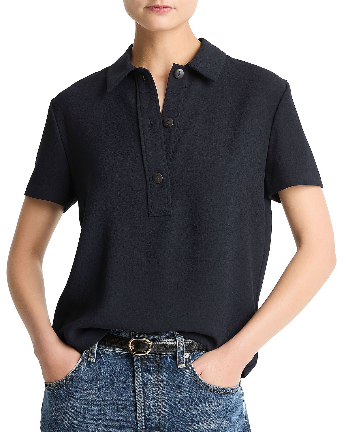 Vince Crepe Short Sleeve Polo
