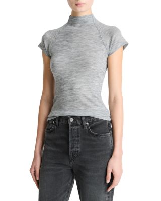 Cap Sleeve Raglan Mock Neck Top