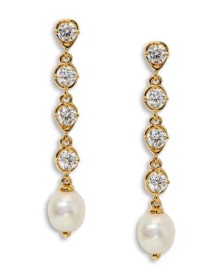 Maiden Cubic Zirconia & Imitation Pearl Linear Drop Earrings