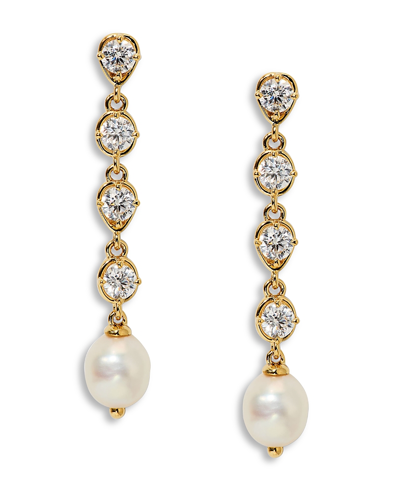 Nadri Maiden Cubic Zirconia & Imitation Pearl Linear Drop Earrings