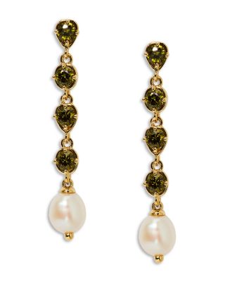 Maiden Black Cubic Zirconia & Imitation Pearl Linear Drop Earrings