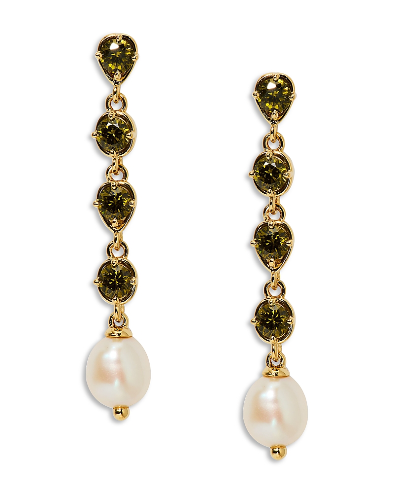 Nadri Maiden Black Cubic Zirconia & Imitation Pearl Linear Drop Earrings