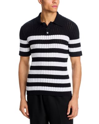 Mariniere Short Sleeve Textured Polo Sweater
