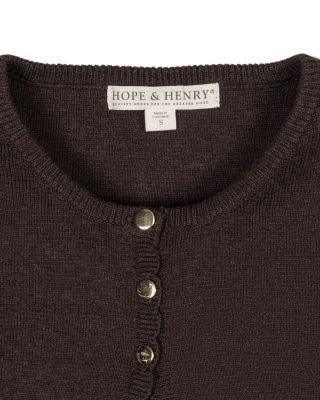 Girls' Organic Cropped Scallop Edge Sweater Cardigan - Little Kid, Big Kid