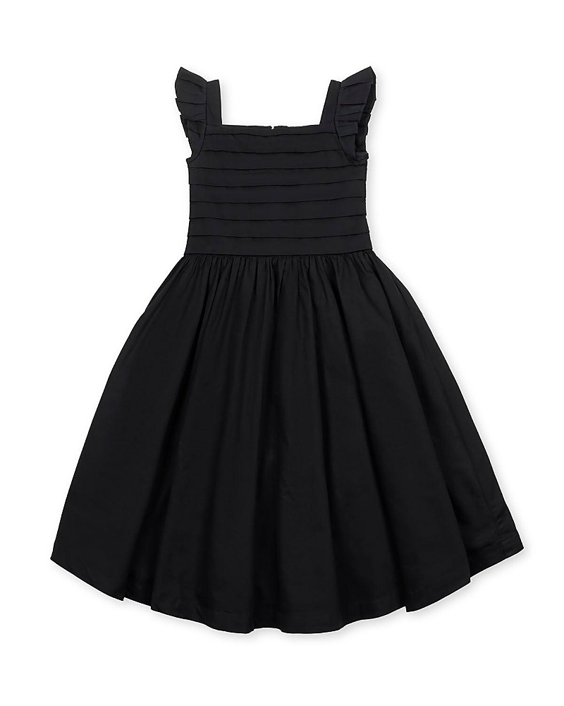 Hope & Henry Kids' Organic Pleated Bodice Sateen Party Dress In Black