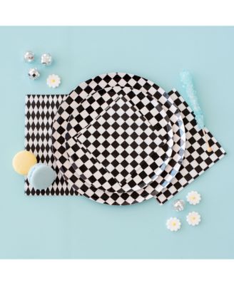 Checkered Paper Dessert Plates, Set of 8