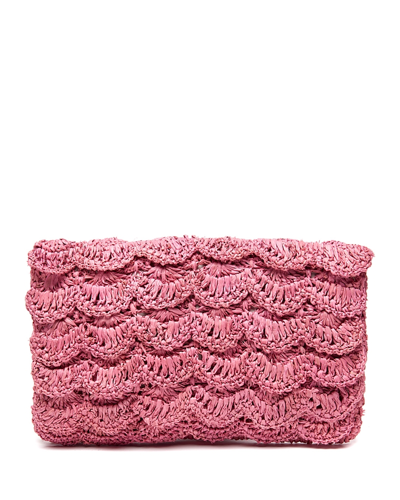 Mar Y Sol Lizzie Small Raffia Clutch In Pink
