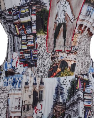 Allover City Scene Print Dress