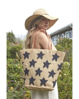 Estrella Extra Large Star Print Raffia Tote Bag