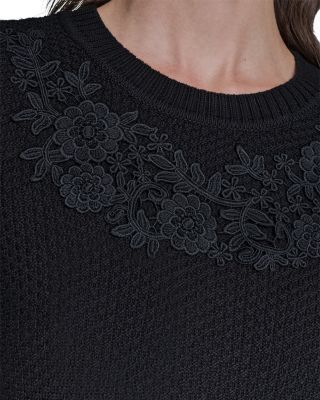 Floral Trimmed Sweater