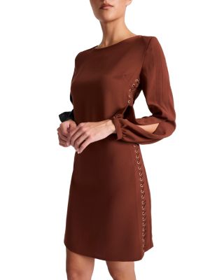  Pauli Shift with Grommet Detail in Satin Back Crepe Dress