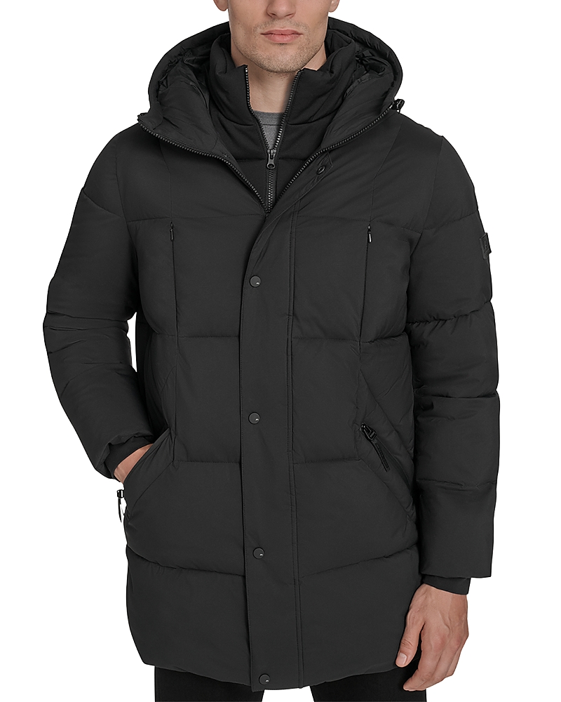 Andrew Marc Millstream Tech Down Parka Jacket In Black