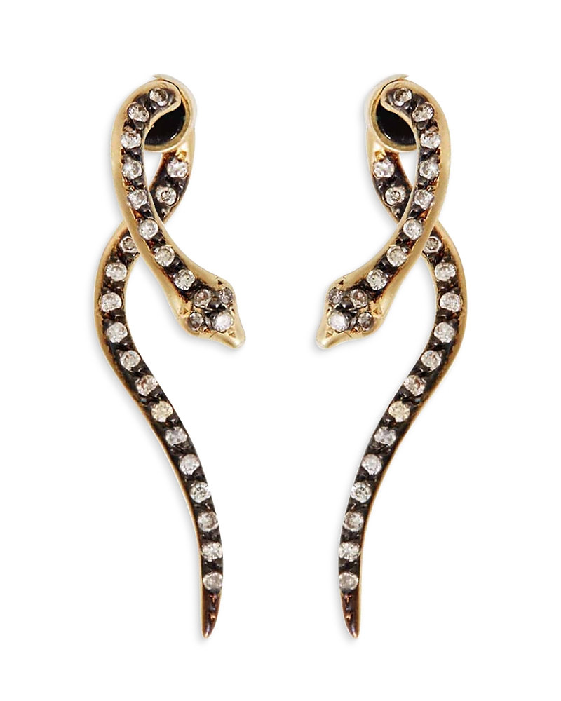 Ileana Makri 18k Yellow Gold Brown Diamond Boa Earrings, 0.22 Tcw