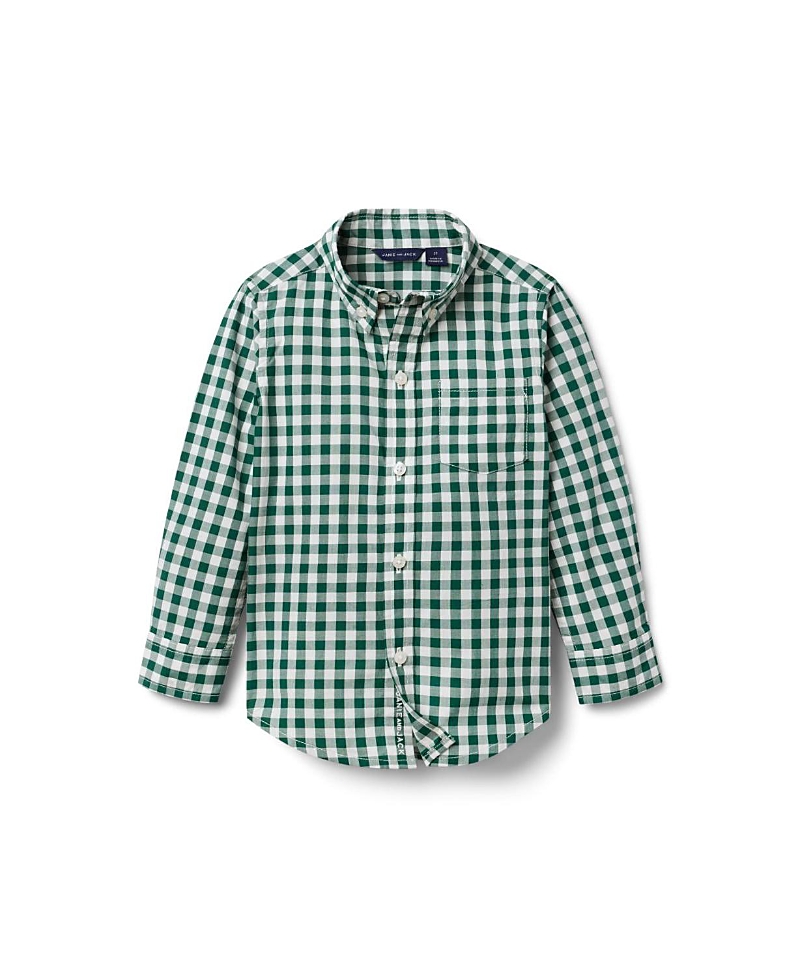 Janie And Jack Boys' Gingham Flannel Shirt - Baby, Little Kid, Big Kid In Green