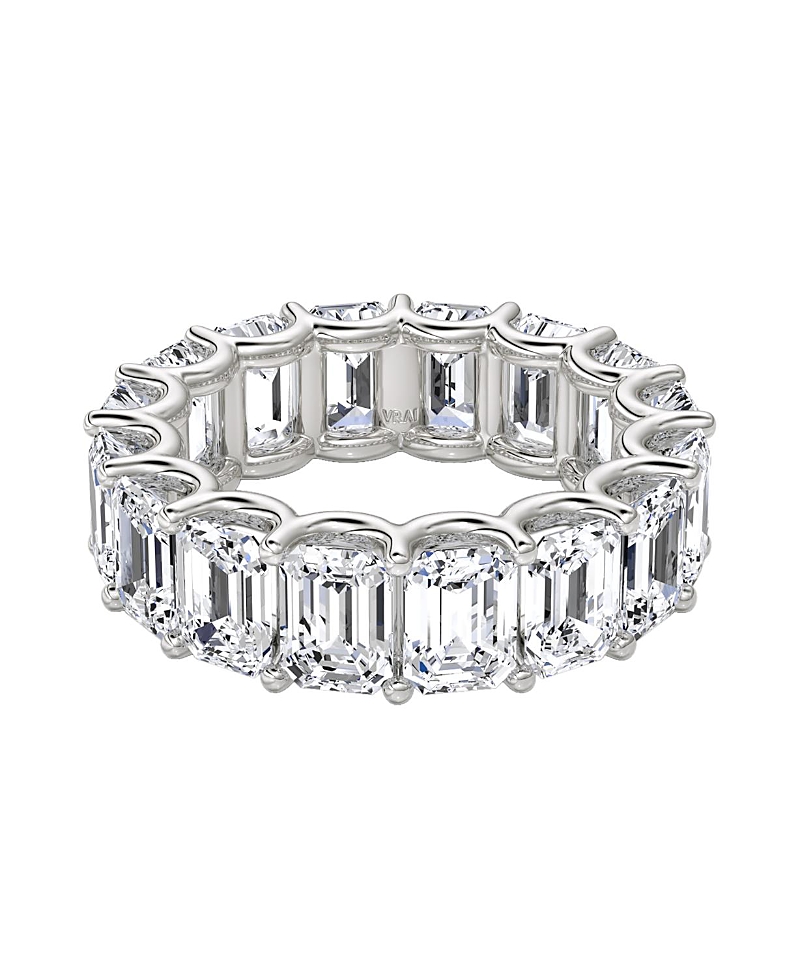 Vrai Eternity Band In Platinum, 8ctw Emerald Lab Grown Diamonds In Metallic