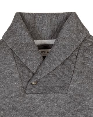  Unisex Long Sleeve Quilted Shawl Collar Sweatshirt with Elbow Patches