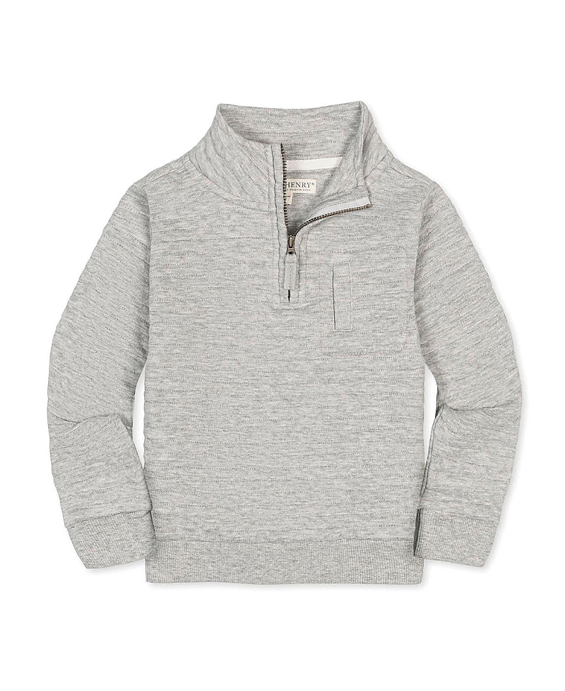 Hope & Henry Kids' Long Sleeve Quilted Half Zip Pullover With Pocket In Gray