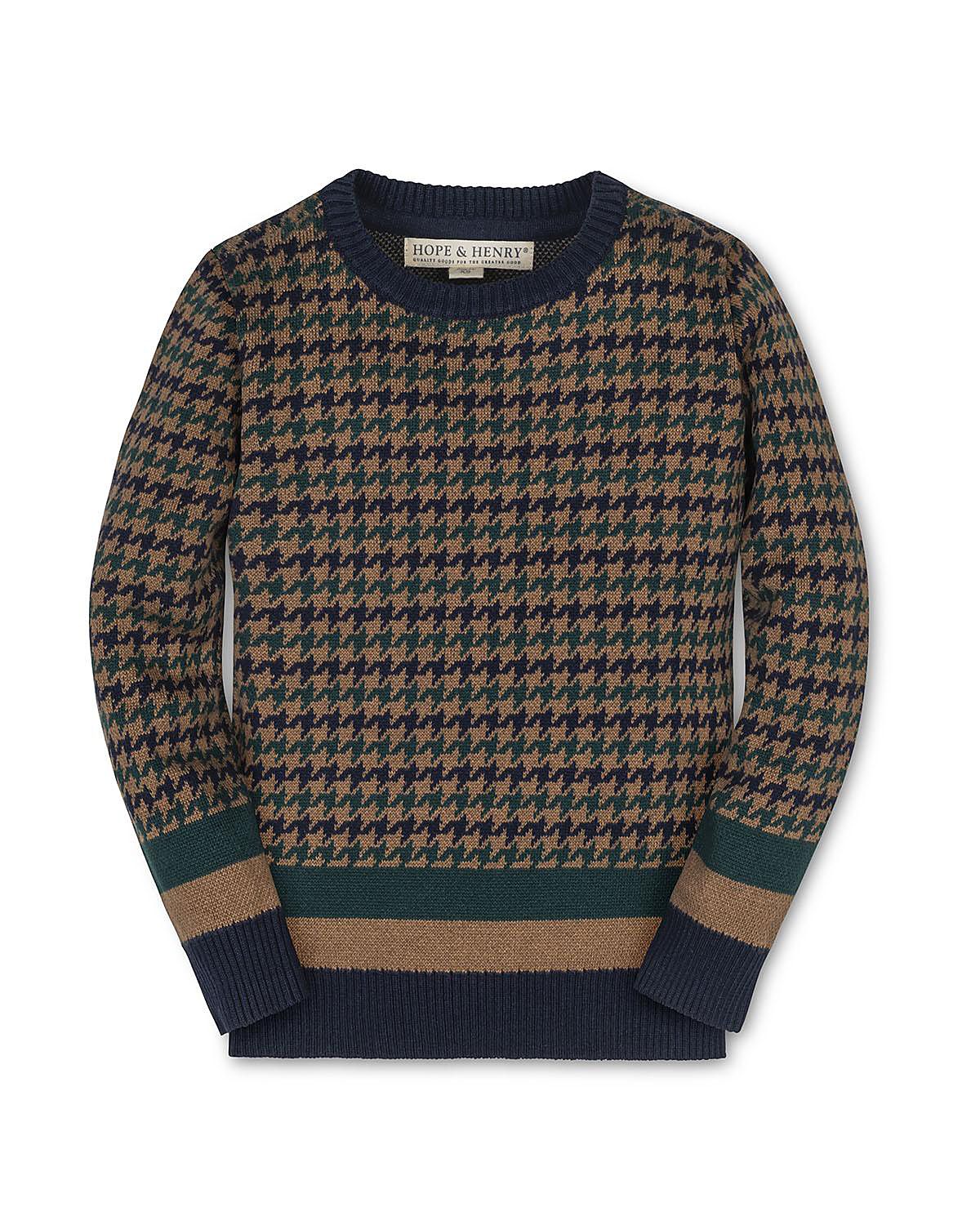 Hope & Henry Boys' Organic Long Sleeve Intarsia Crew Neck Pullover Sweater - Little Kid, Big Kid