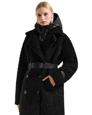 Tina Long Teddy Jacket with Removable Puffer Hood