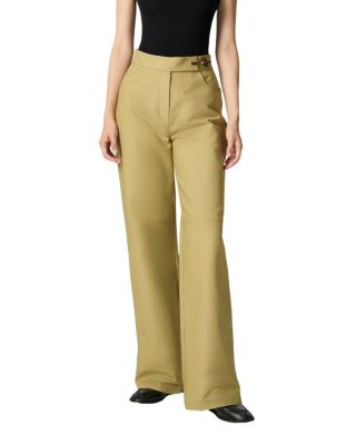  Side-Buckle High-Waist Wide Trousers
