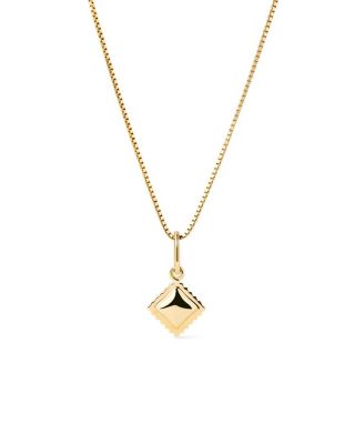  Ravioli Charm Solid Yellow Gold Necklace