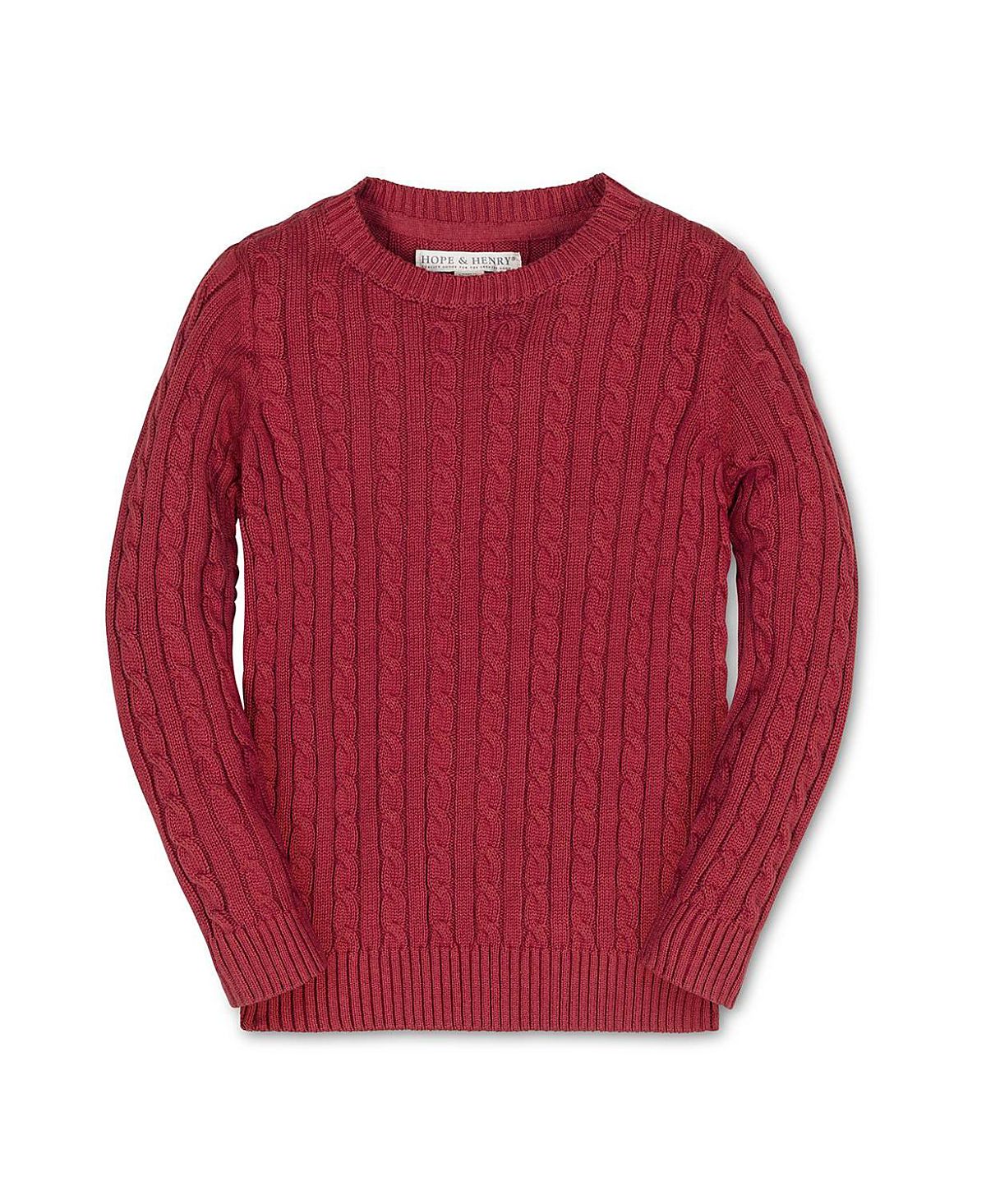 Hope & Henry Boys' Organic Cable Crewneck Pullover Sweater - Little Kid, Big Kid